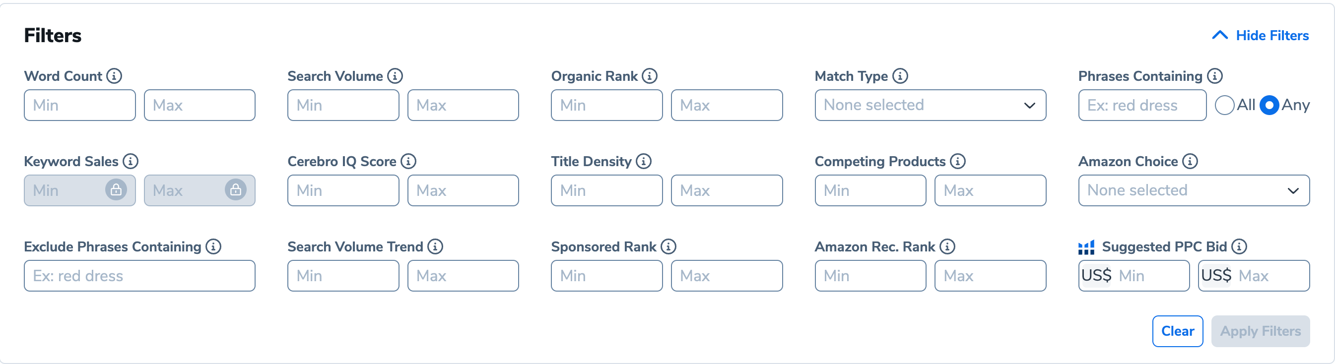 Helium10 Cerebo keyword research